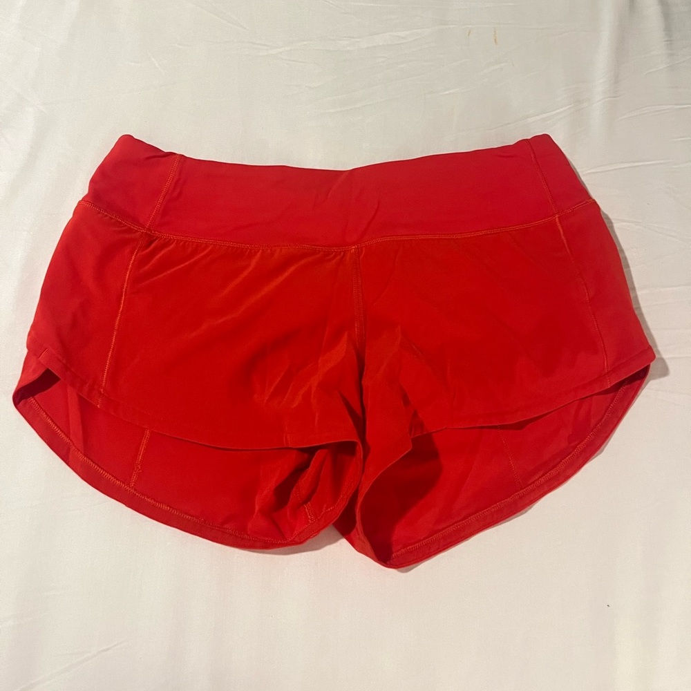 Lululemon red speed up shorts size 4 2.5 inseam